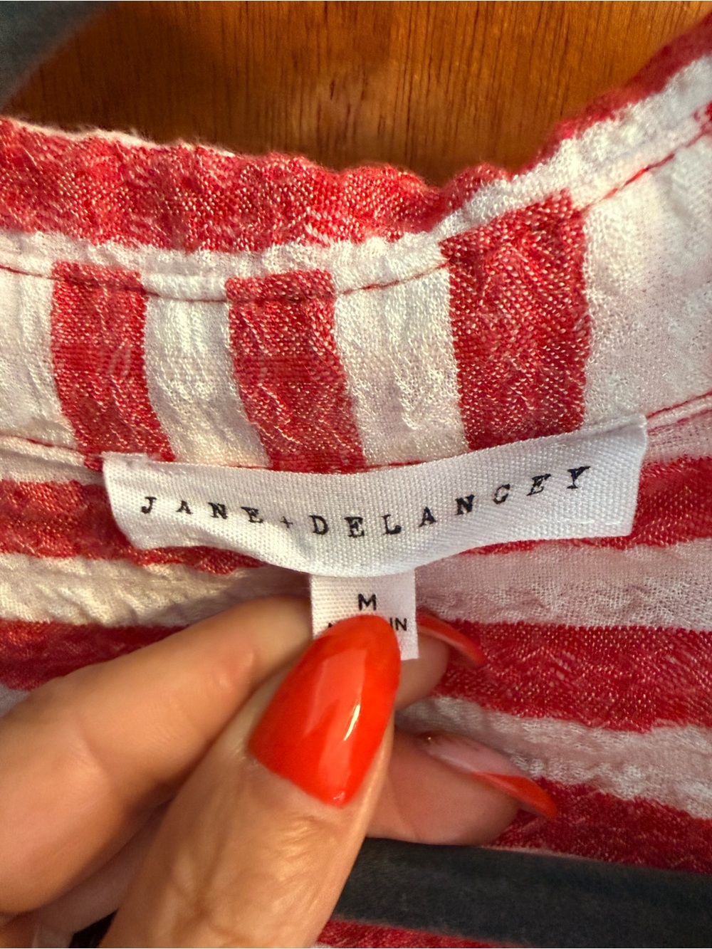 Bundle- Jane and Delancey Red & White/grey white Striped Button-Down Tops (Pair) - Picture 6 of 12
